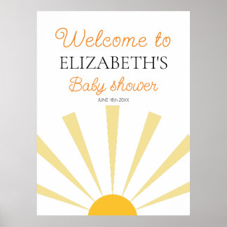 Poster Yellow Sunshine Genre Neutre Baby shower Bienvenue