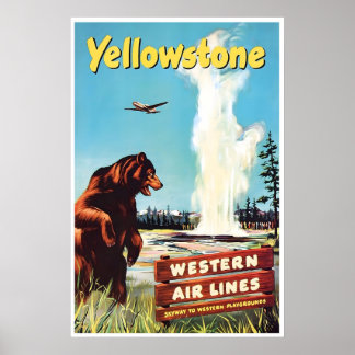 Poster Yellowstone Art National Park Print Western Travel