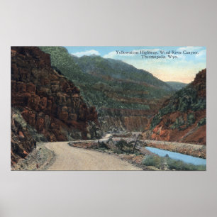 Poster Yellowstone, WY - Yellowstone Highway and Wind 2