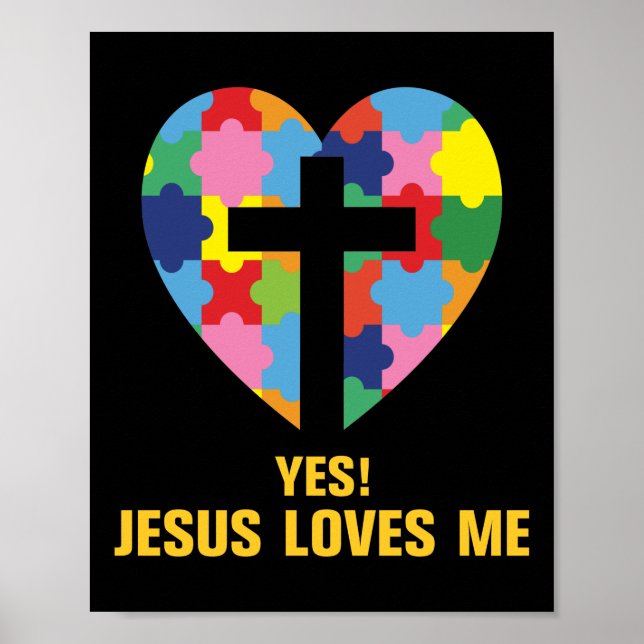 Poster Yes, Jésus Loves Me Autism Heart (Devant)