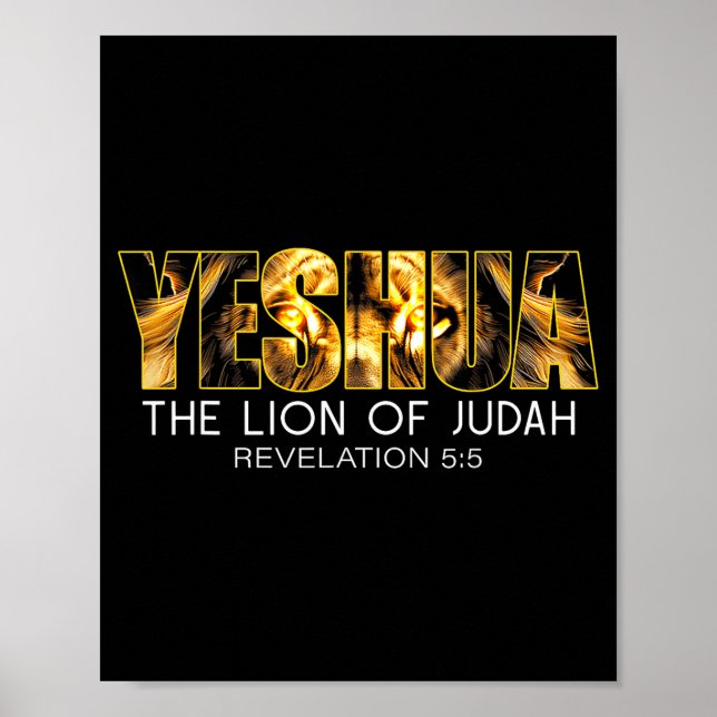 Poster Yeshua Lion Of Judah Jesus Religious Christian Rev (Devant)