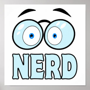 Poster Yeux de dessin avec lunettes NERD