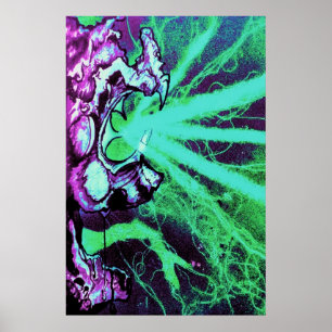 Poster Yeux de laser extraterrestre avec langue de reptil