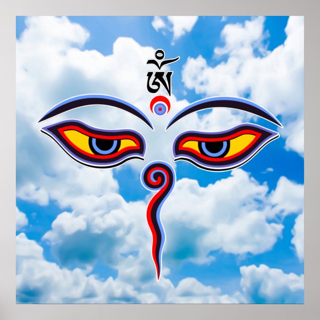 Poster Yeux de sagesse de Bouddha - Les yeux du temple Bo (Devant)