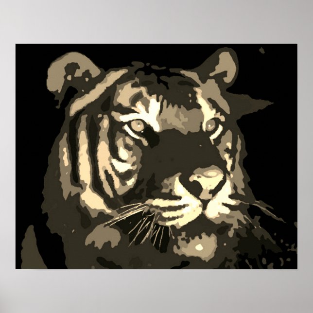 Poster Yeux de tigre motivant Sepia Vintage (Devant)