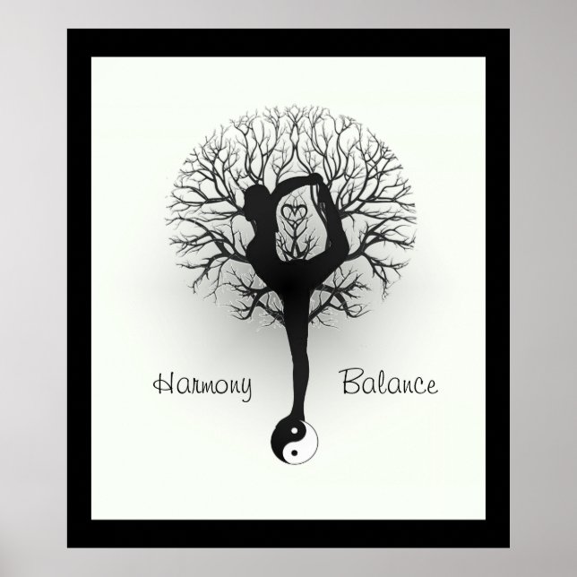 Poster Yin Yang, Arbre de Vie, Femmes, Yoga (Devant)