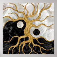 Yin Yang Arbre de vie - Marbres et or
