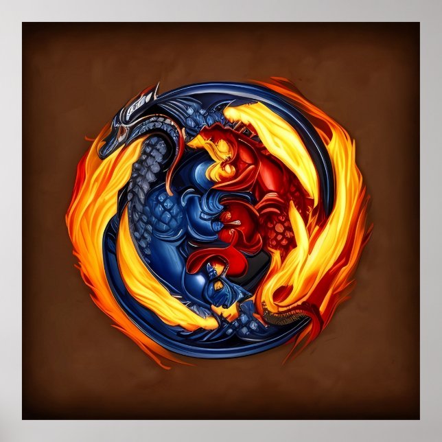 Poster Yin Yang Art Feu Et Eau (Devant)