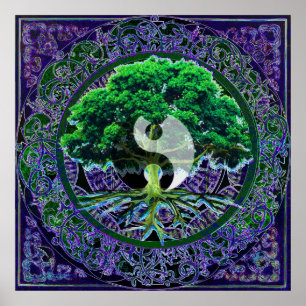 Poster Yin Yang avec l'arbre de vie