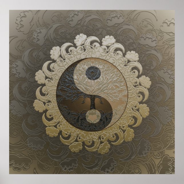 Poster Yin Yang avec l'arbre de vie par Amelia Carrie dan (Devant)