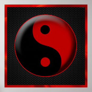 POSTER YIN YANG BLACK RED 3D