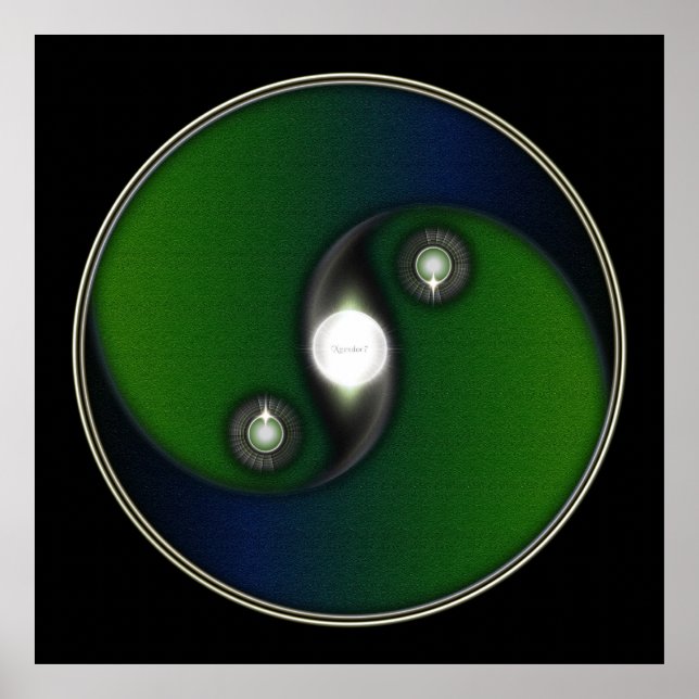 Poster Yin Yang bleu vert (Devant)