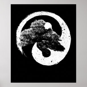 Poster Yin Yang Bonsai Arbre Bouddhiste Zen Japonais