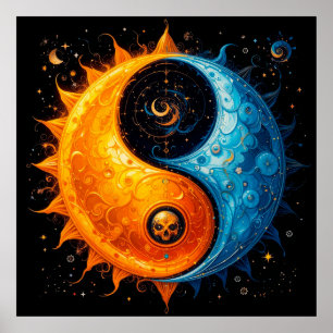 Poster Yin Yang Design représentant le soleil et la lune