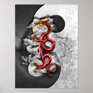 Poster Yin Yang et dragon