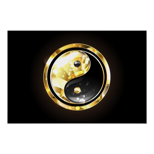 Poster Yin Yang or sur noir (Devant)