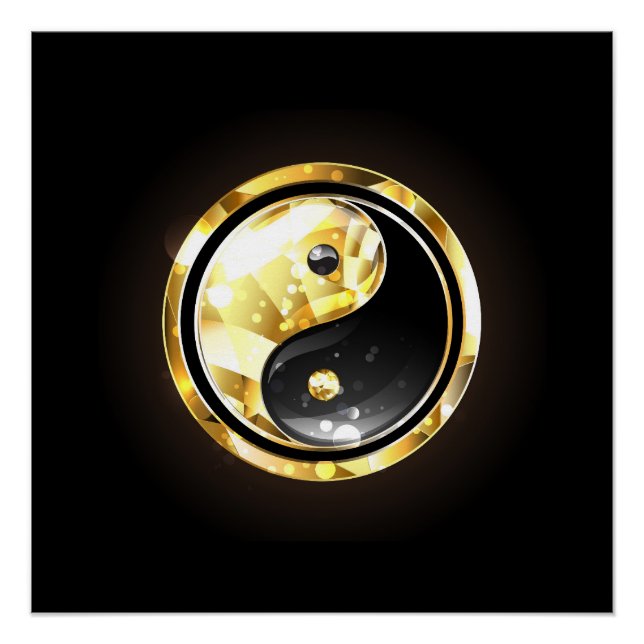 Poster Yin Yang or sur noir (Devant)