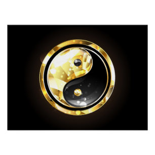 Poster Yin Yang or sur noir