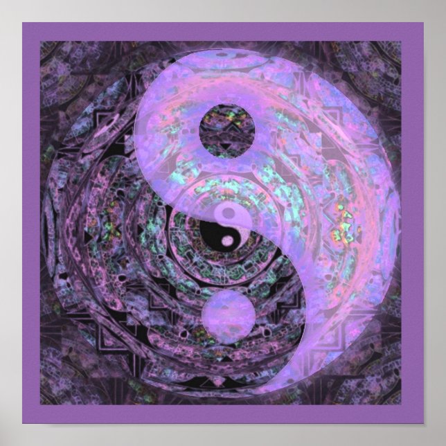 Poster Yin Yang Purple Mandala (Devant)