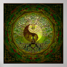 Yin Yang vert avec arbre de vie