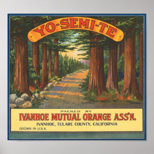 Poster YO-SEMI-TE Étiquette Vintage Fruit Crate