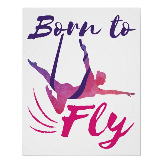 Poster Yoga Aérien soies Né pour voler (Devant)