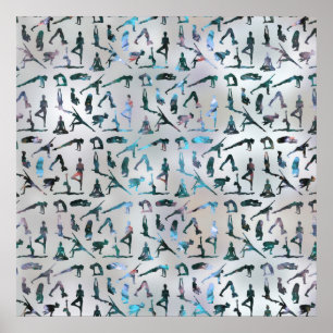 Poster Yoga Asanas / Poses  pattern  Labradorite on pearl