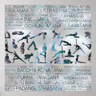 Poster Yoga Asanas / Poses Sanskrit Word Art Labradorite