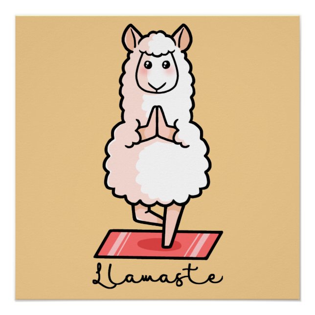 Poster Yoga llama - Llamaste (Devant)
