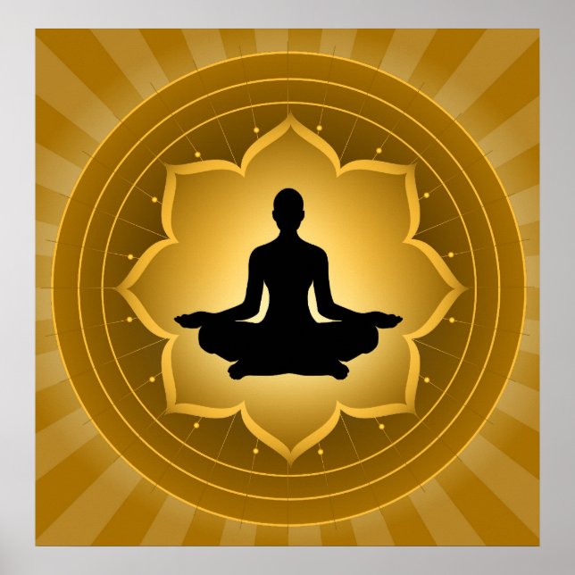 Poster Yoga - Méditation Sur Lotus Arrière - plan (Devant)