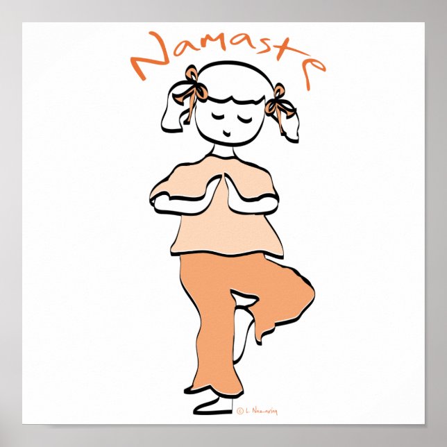 Poster Yoga Namaste Jeune fille (Devant)