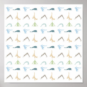 Poster Yoga poses silhouette mindfulness meditation