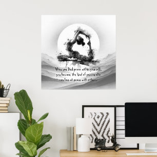 Poster Yoga Reiki à une jambe King Pigeon Pose Aquarelle