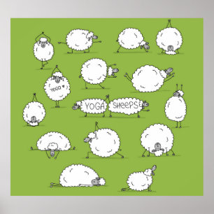 Poster Yoga Sheep : Whimsical Sketch Fun.