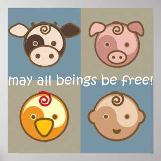 Poster Yoga Speak Baby : Que Tous Les Êtres Soient Libres