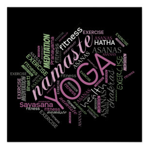 Poster Yoga Word Cloud Plum/Green ID254