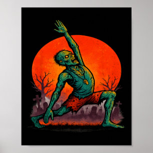 Poster Yoga Zombie Étirement Pose Mort Vivant Clair de Lu