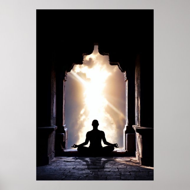 Poster Yogi en pleine méditation, paix zen yoga chakra gu (Devant)