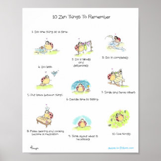 Poster Yogi Ladybug "10 Zen Things To Remember" IMPRIMER