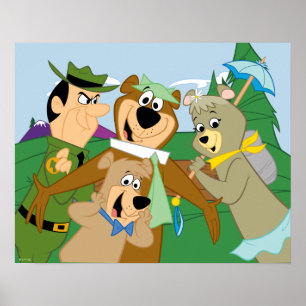 Poster Yogi Ours et amis encadrés photo de la forêt