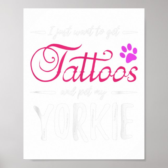 Poster Yorkie Amoureux des chiens Tattoo Funny Chien Mama (Devant)