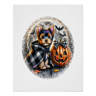 Poster Yorkie Chien Halloween