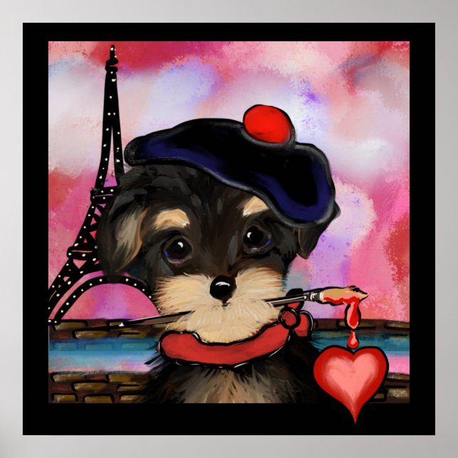 POSTER YORKIE POO ARTISTE À PARIS (Devant)
