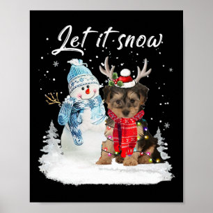 Poster Yorkipoa Père Noël Chien Noël Snowman Noël Pajama