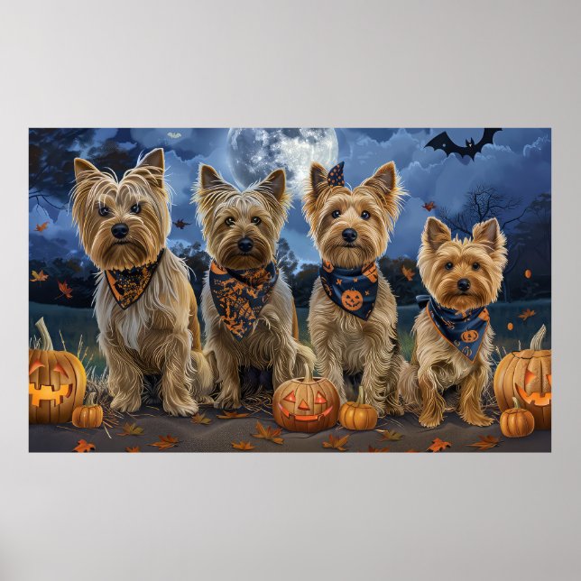 Poster Yorkipoo Halloween Éffrayant (Devant)