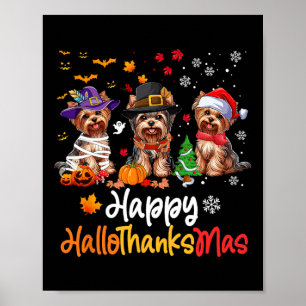 Poster Yorkshire Chien Halloween Noël Hallomerci Hallomer