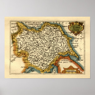 Poster Yorkshire Comté Angleterre Ancien Atlas Antiquaire