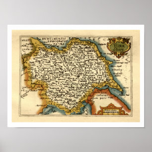 Poster Yorkshire Comté Angleterre Ancien Atlas Antiquaire
