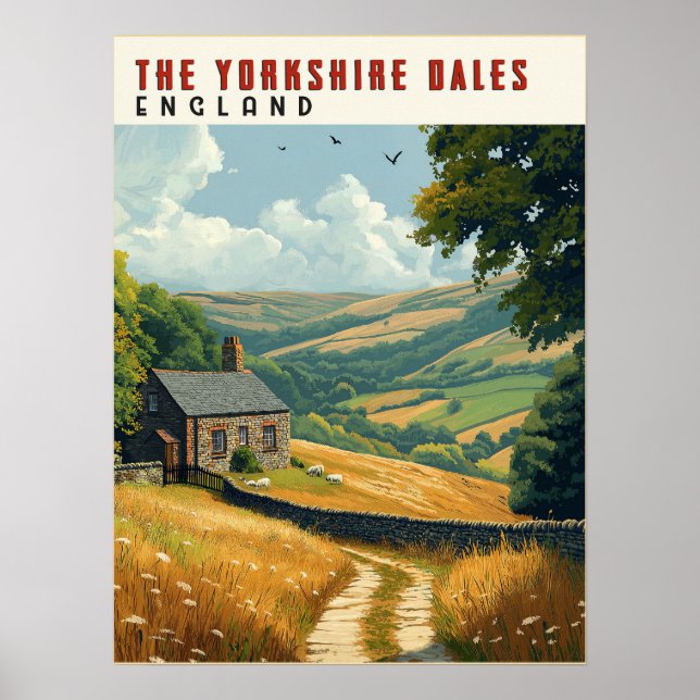 Poster Yorkshire Dales Randonnées Trails (Devant)