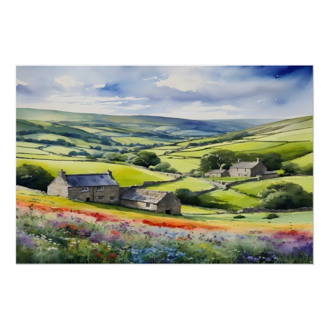 Poster "Yorkshire Meadowsong" Paysage Yorkshire Dales (Devant)
